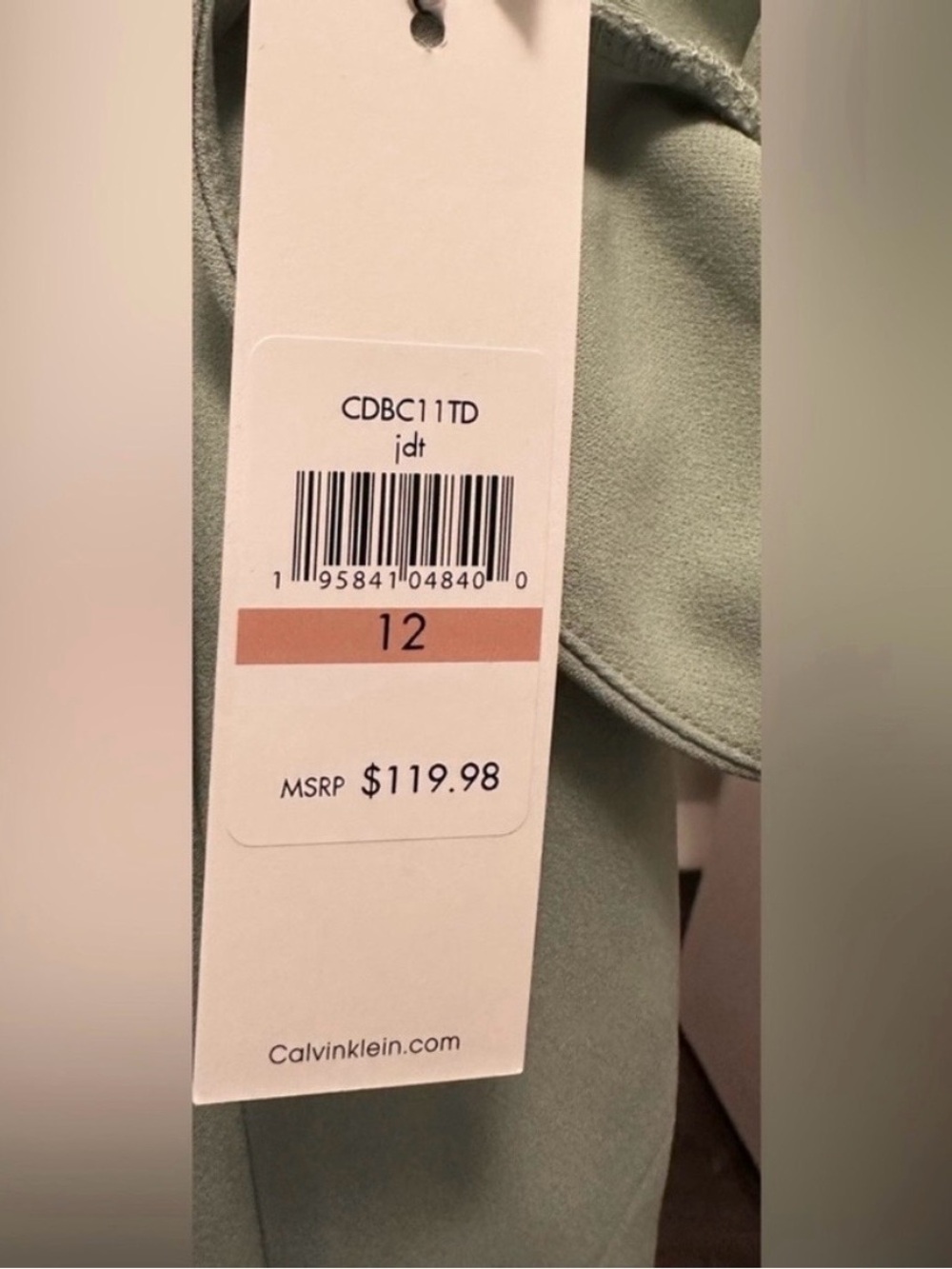 💚 NWT! Green CALVIN KLEIN Tulip Sleeve Sheath Dress - Size 12 - Picture 9 of 11
